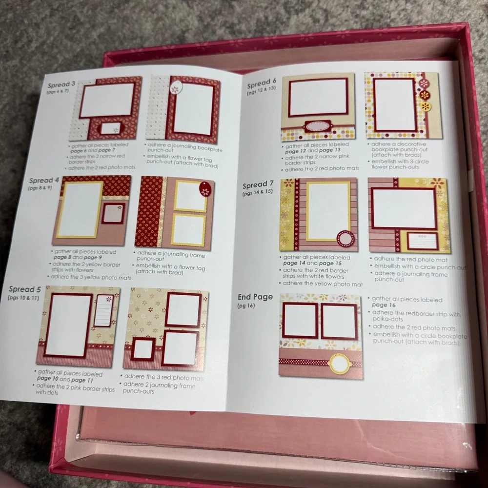 Colorbok Pink Floral Pre-Designed Scrapbook Album Kit 8x8 16 Pages‎ with Accents